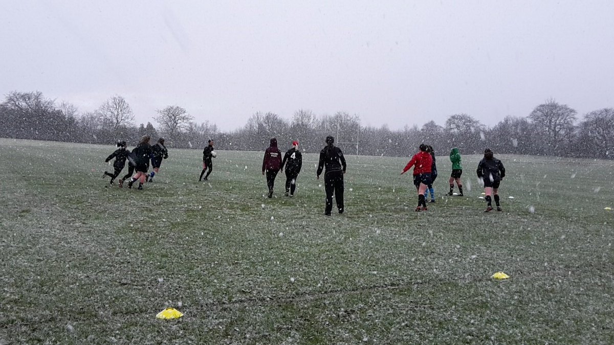 Lovely weather for training today. Now off to clean up for the sports ball. #snowrugby #sportsball