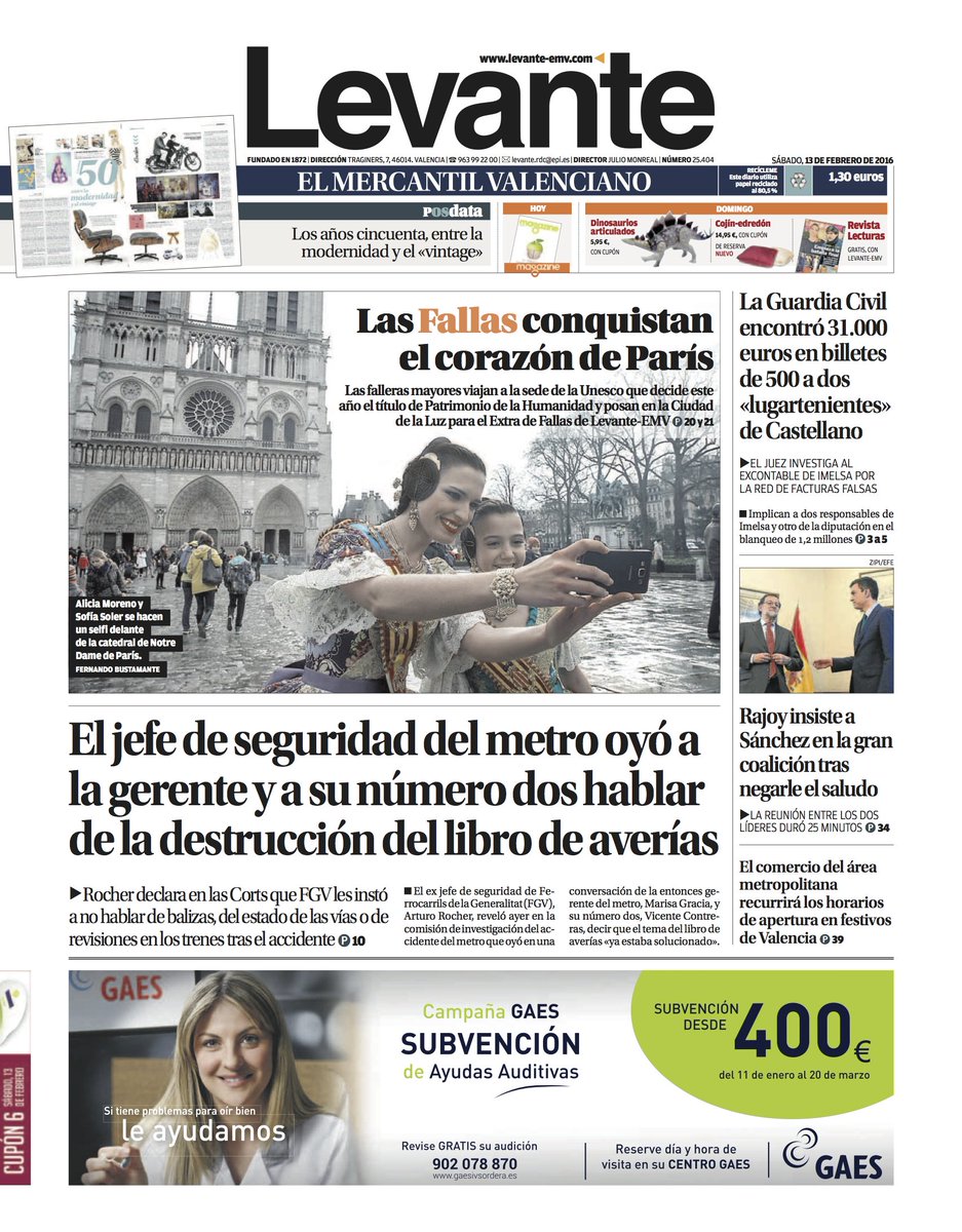 ¡Buenos días! Esta es nuestra #portada de hoy. Sigue toda la actualidad en levante-emv.com