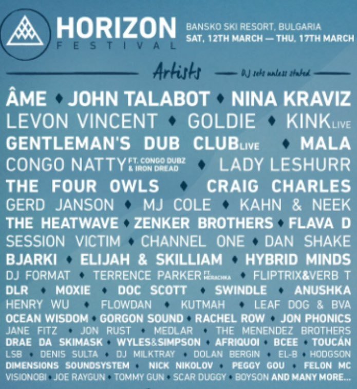 #horizonfestival is stacked with big names this year 😦 The festival is located in the Ski Resort in Bansko -Bulgari…
