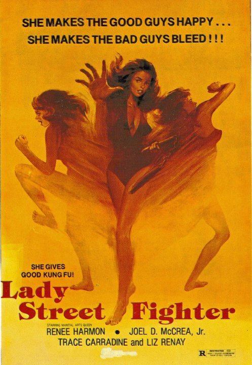 AngusKohm's tweet photo. Friday night at the home drive-in: Lady Street Fighter (1985) by #JamesBryan w/ #ReneeHarmon #JodyMcCrea #LizRenay https://t.co/GrHLru2BuG