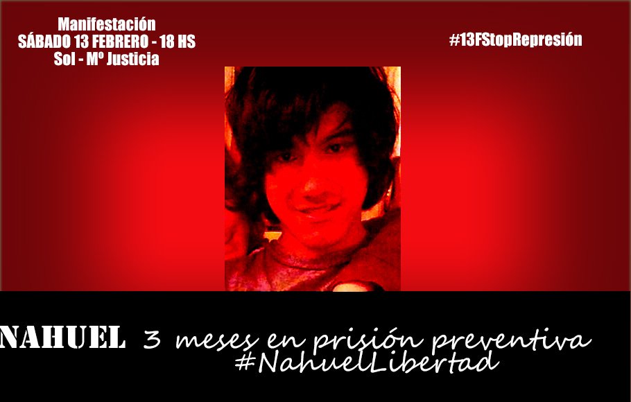 Libertad_Isma's tweet photo. ¡Nahuel continúa en prisión preventiva sin un juicio! #NahuelLibertad #13FContraLaRepresión @Nahuel_libertad https://t.co/Xq0ltaUPf1