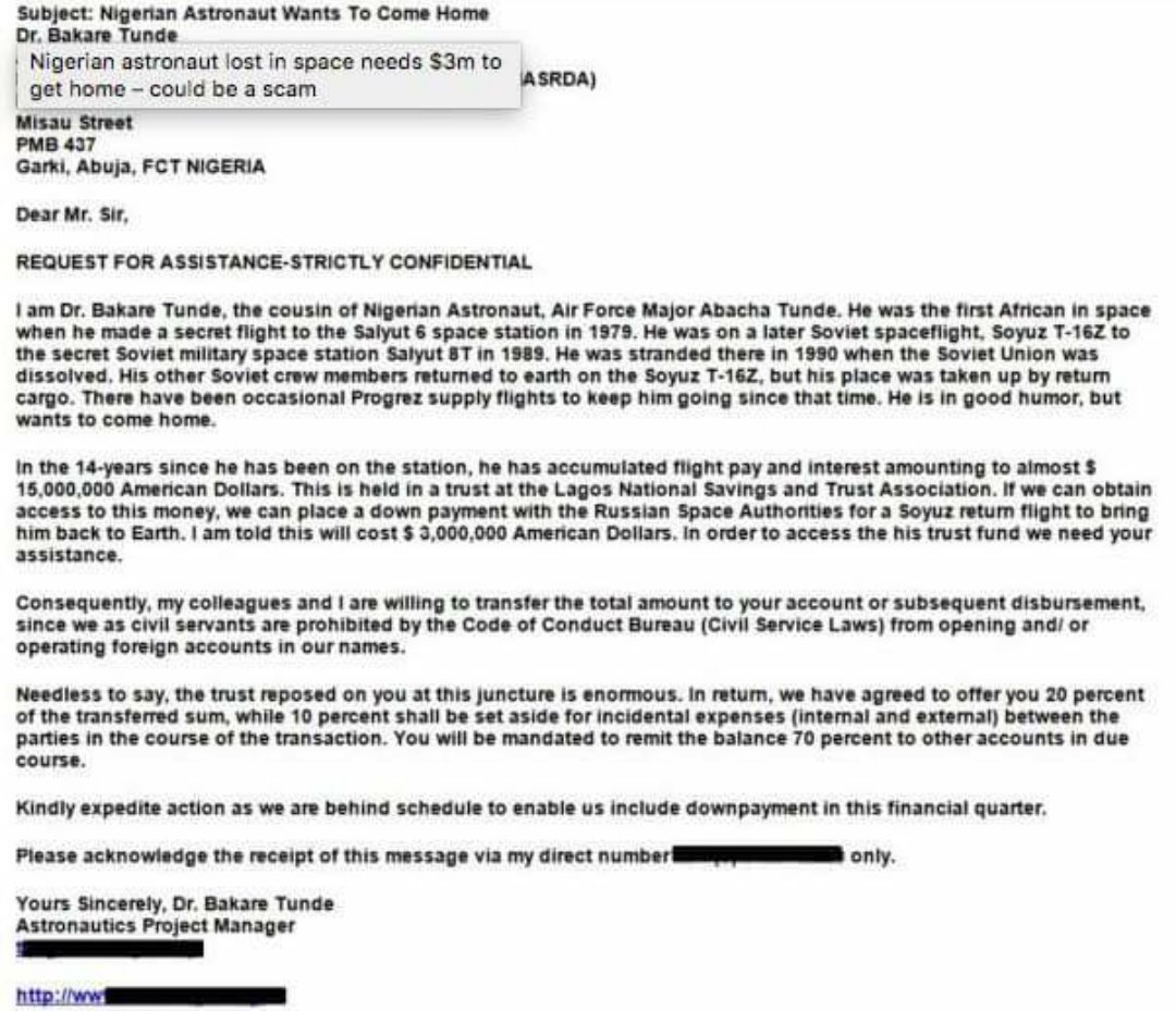 Nigerian scam letters