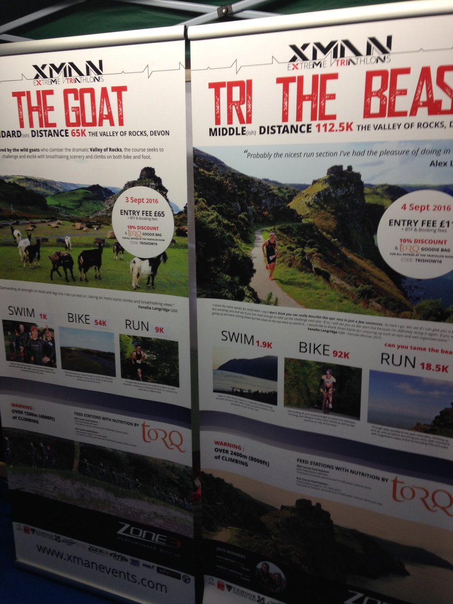 XmanTriathlons's tweet photo. Come and check out Tri The Beast Weekend @TriShowLDN  @LyntonLynmouth  #trithebeast https://t.co/cQVXGx40uo