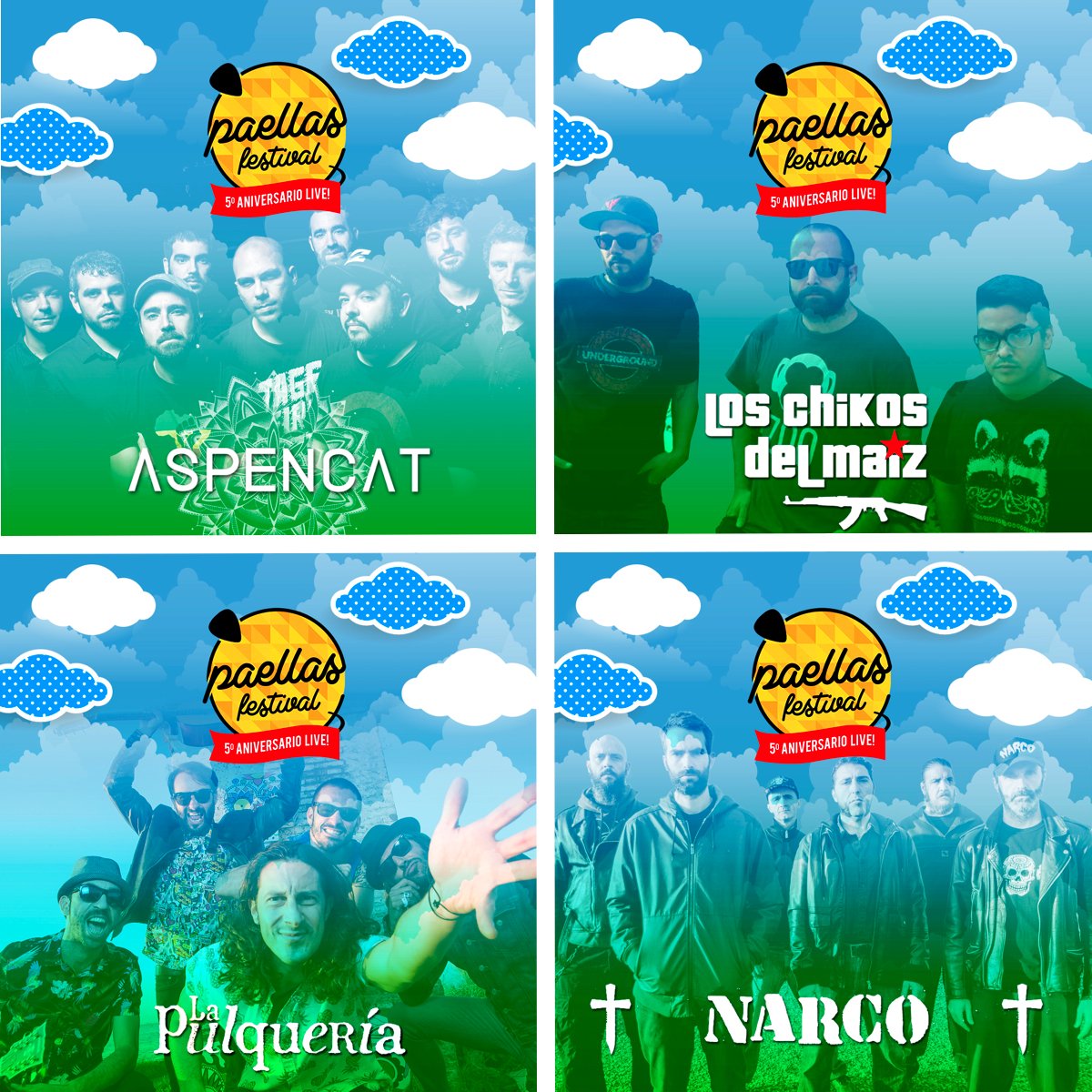 paellasbelive's tweet photo. 50% del cartel #Alicante 23MARZ @AspencatOficial @LosNarco @LaPulqueriaRock @chikosdelmaiz #sorteoentradasRETWEET https://t.co/8VAPEsYvFS
