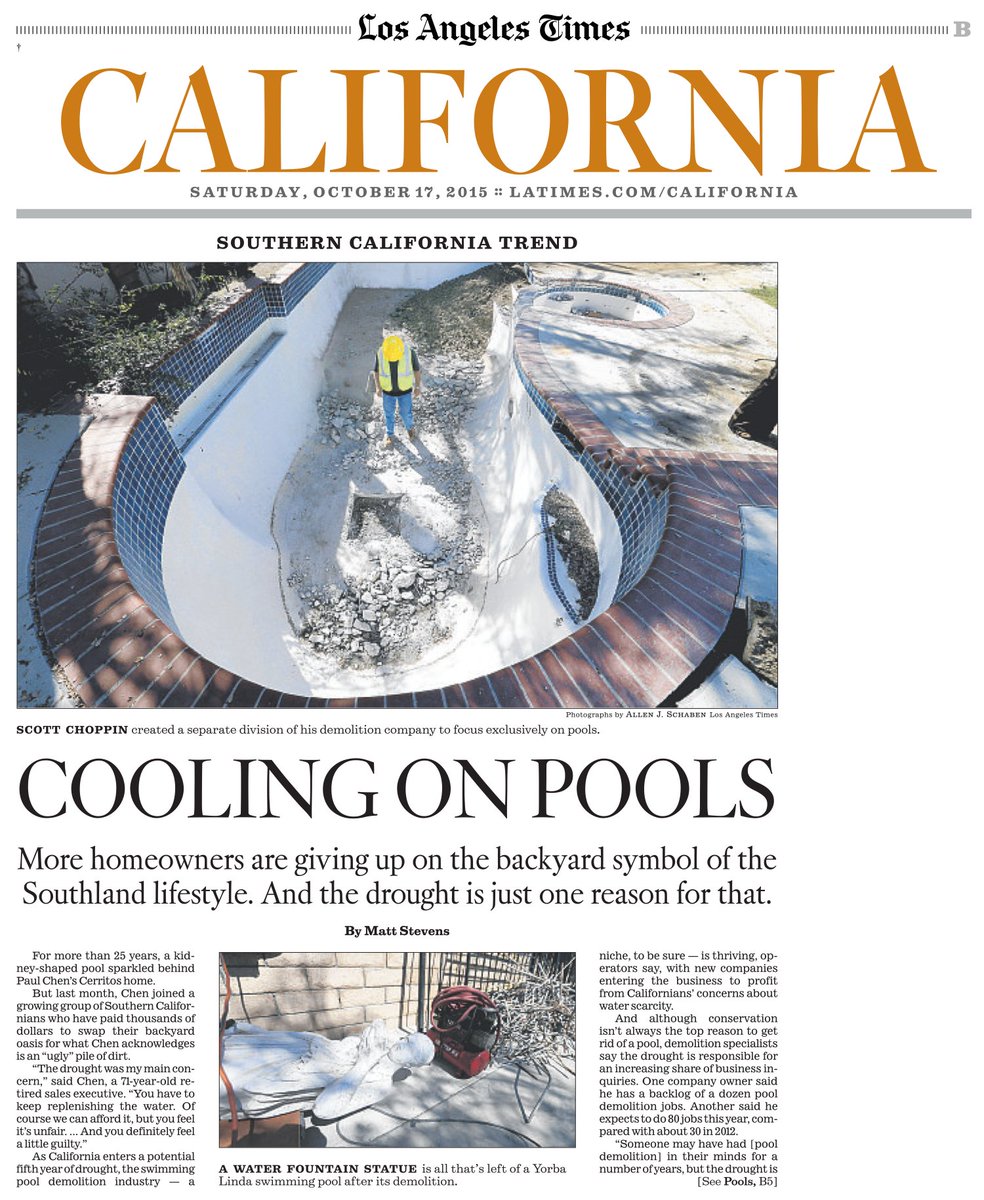 SK_Choppin_Demo's tweet photo. Los Angeles Times coverage of S.K. Choppin, So Cal's premier pool demolition co. https://t.co/13D87marML https://t.co/yxrrIyiezb