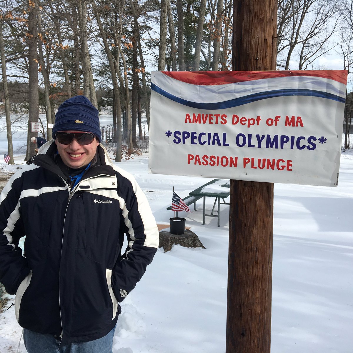 SpOlympicsMA's tweet photo. @GallantGregg getting ready to address the AMVETS at the passion plunge. #isitcoldenoughforyou? https://t.co/kW9k6BE8as