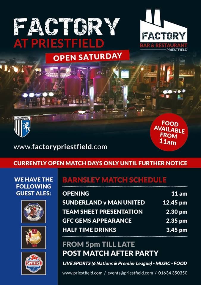 TheGillsFC's tweet photo. FACTORY: We're expecting big numbers today, so get down early. Food and guest ales available all day! #GFCFactory https://t.co/fCkQaBZSHj