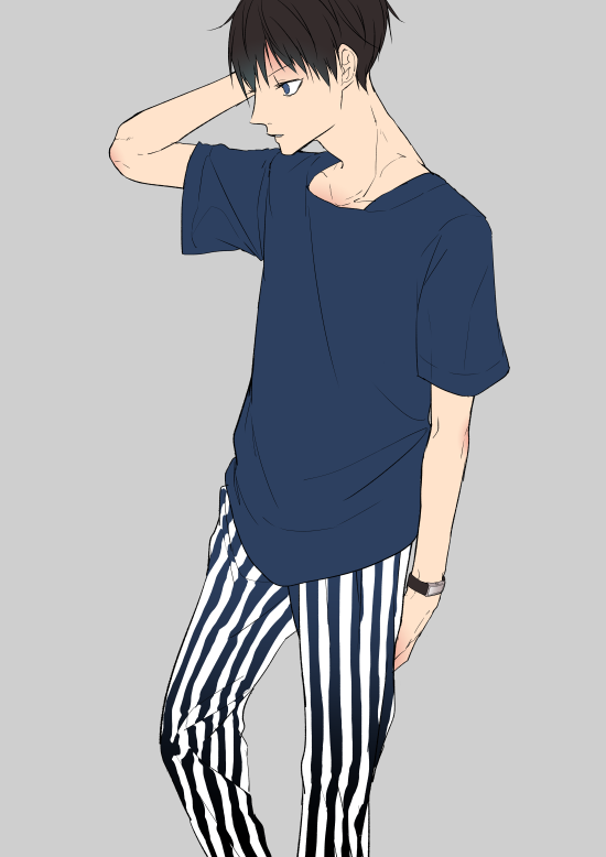 「ストライプ柄パンツ 」|-のイラスト