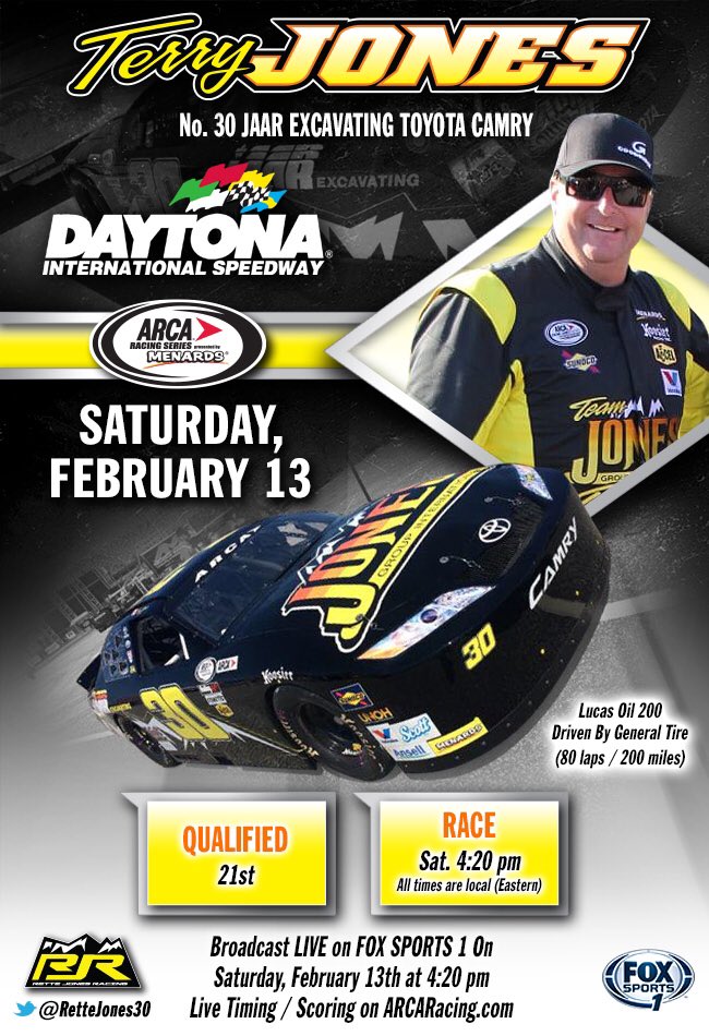 RetteJones30's tweet image. #ARCA: Race day for #TerryJones @DISupdates!