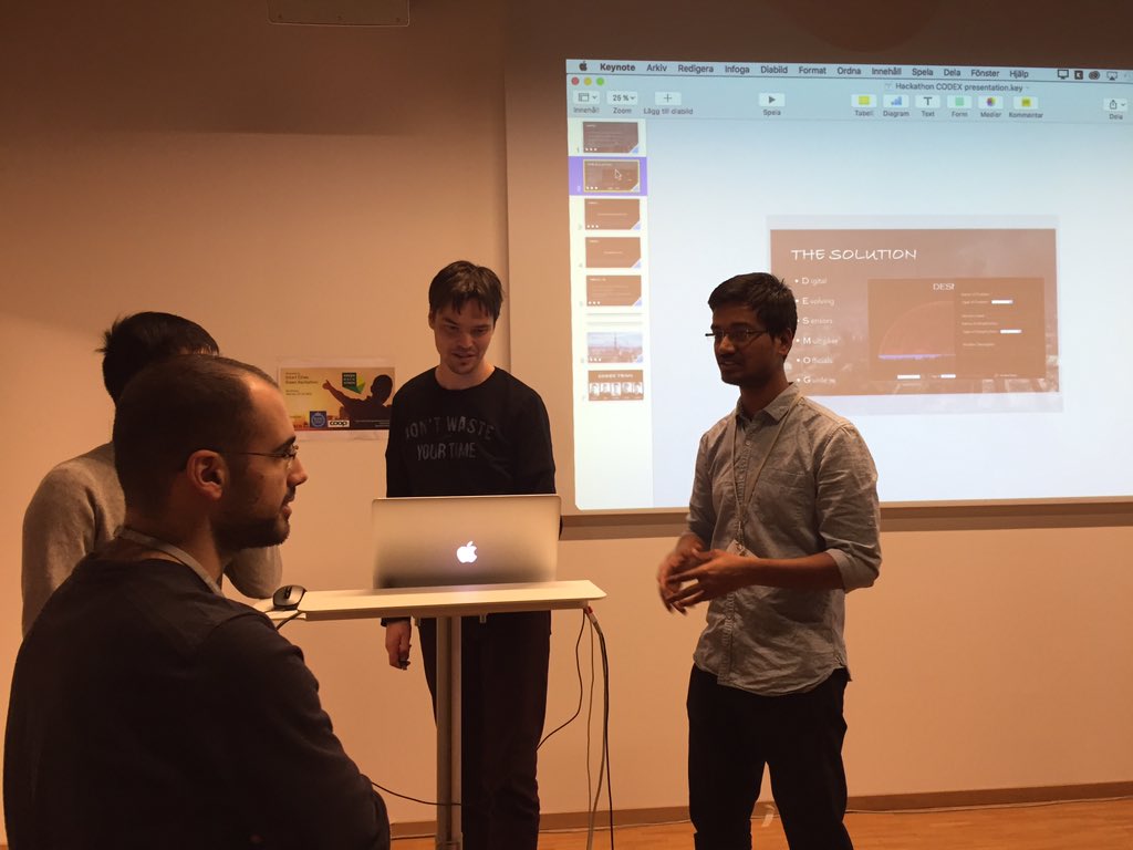 johanohrnell's tweet image. Preparations before the presentation of the results of #TeamCodex @greenhackathon @KTHCESC @SwecoSweden #DESMOG