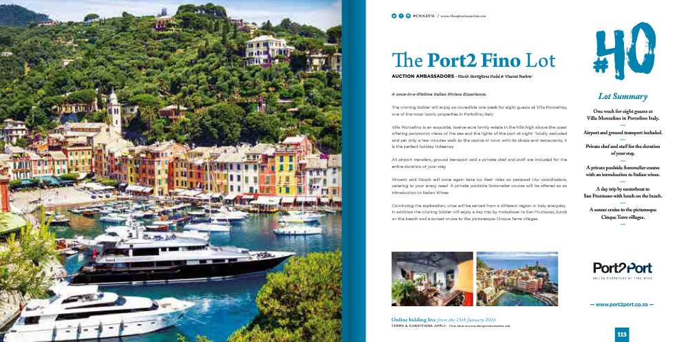 Port2Fino Lot with private butler <a href="/NPudel/">Nicolò S. Pudel</a> @Port2PortAfrica.
R1.25 MILLION - A NEW RECORD!