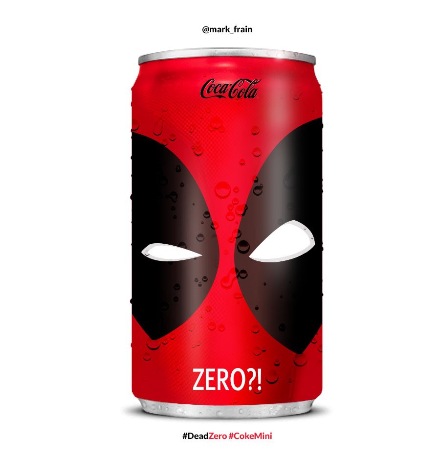 mark_frain's tweet photo. Did a rebound of the @CocaCola #cokemini @Marvel can, @deadpoolmovie deserves a spot #deadzero @VancityReynolds https://t.co/XVq4HeAC6N