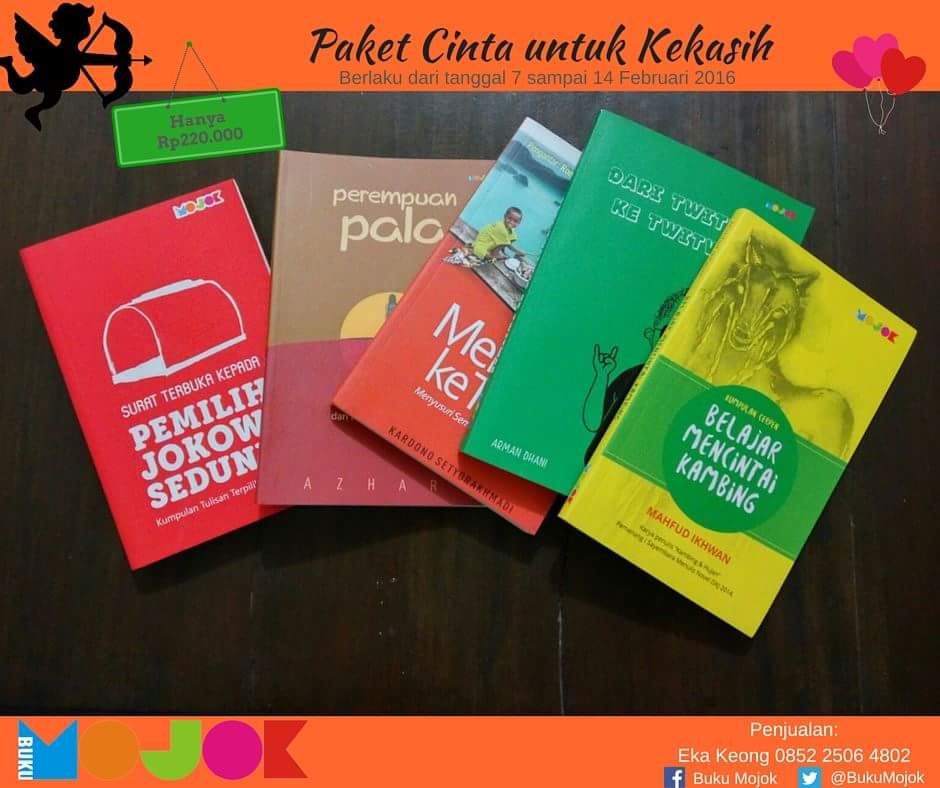 BukuMojok's tweet photo. Untuk kamu yang menghargai hasil kerja dan segala upaya yang kamu lakukan juga bisa pesan #PaketCinta ini. https://t.co/QJ2xYiV43m