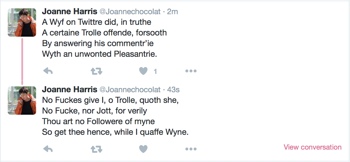 jk_rowling's tweet photo. .@Joannechocolat 

👏🏻💖👏🏻💖👏🏻💖👏🏻💖👏🏻💖👏🏻💖 https://t.co/odQuCsmLha