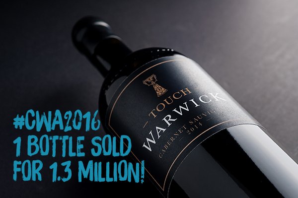 1.3 million rand for a single bottle of wine!
#TouchWarwick
#CWA2016 
<a href="/mikeratcliffe/">FarmerMike™ 👨‍🌾</a> <a href="/iamtbotouch/">Tbo Touch</a>