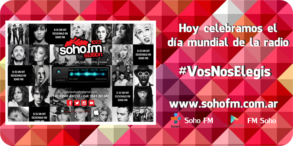 FMSohoStation's tweet photo. En el día mundial de la radio te decimos gracias por escucharnos #SohoFm https://t.co/u2OgEaJULD https://t.co/Rd7gt80ZR4