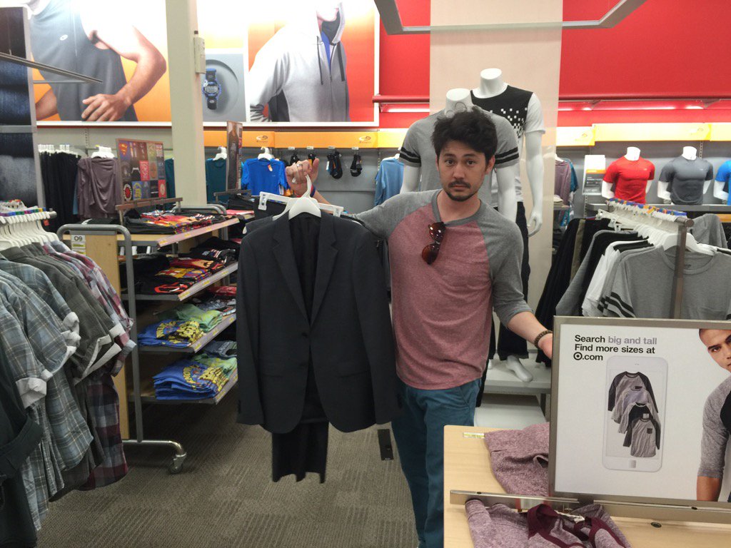 JasonBigfoot's tweet photo. Peace Train buying his suit at Target. Getting  ready for the #StarsBall  @KVJShow https://t.co/EeCb89CsOB