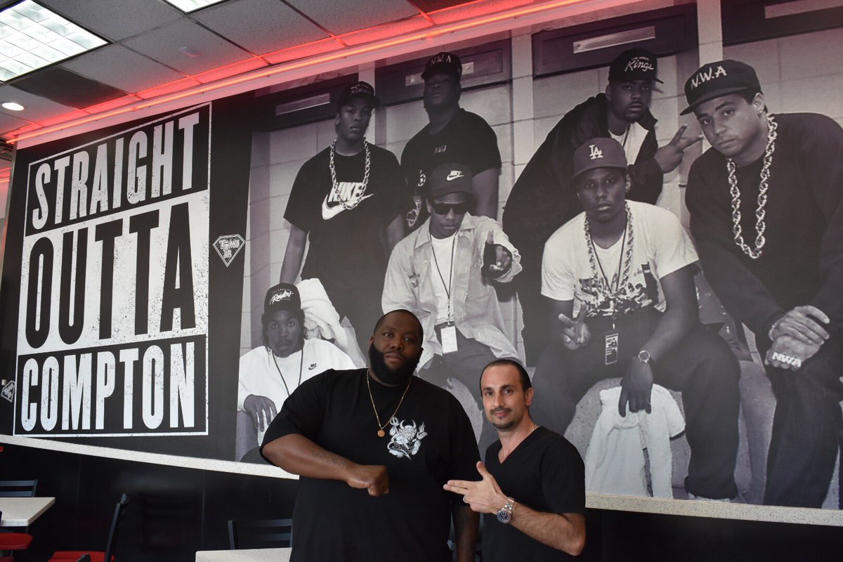 TomsJr's tweet photo. It was a pleasure having you film at our location @KillerMike #TomsJr #Compton #KillerMike https://t.co/MzRR06ykgf