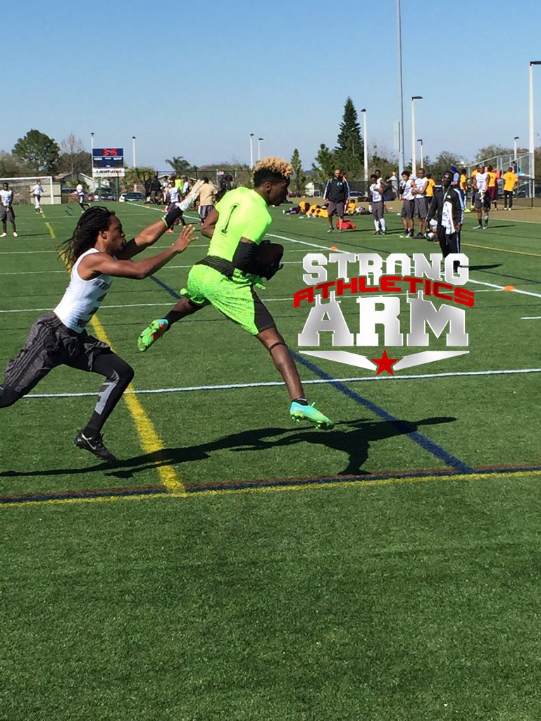 SA_Athletes's tweet image. North Marion HS Sophomore ATH LSU commit Justin Watkins @laamar_05 catches a nice TD @PylonEliteCamps