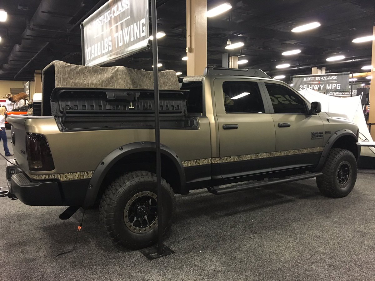 MossyOak's tweet photo. Coolest vehicle at @NWTF_official goes to this Bottomland Ram! #NWTF2016 #Bottomland https://t.co/SyTz1zEixy
