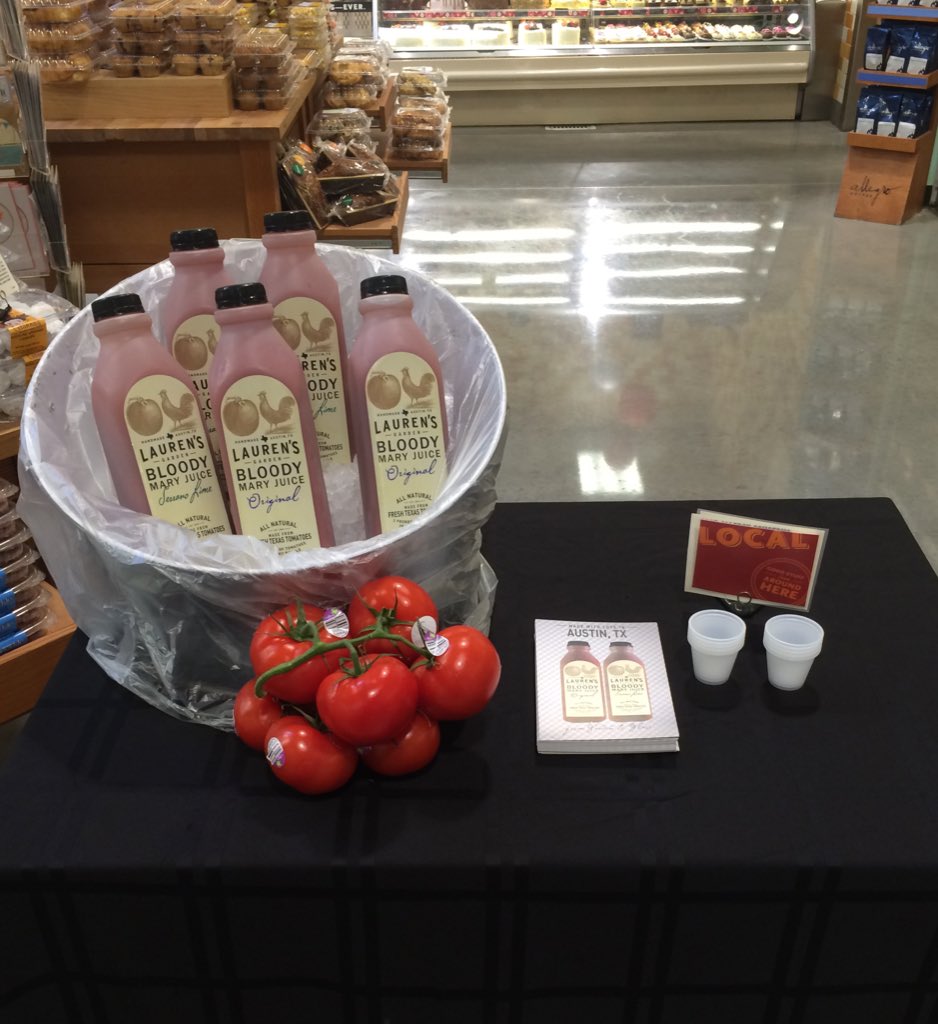 We're back @WholeFoodsATX Arbor Trails until 5:30 today. Come give us a try. #fromgardentoglass #bloodymary