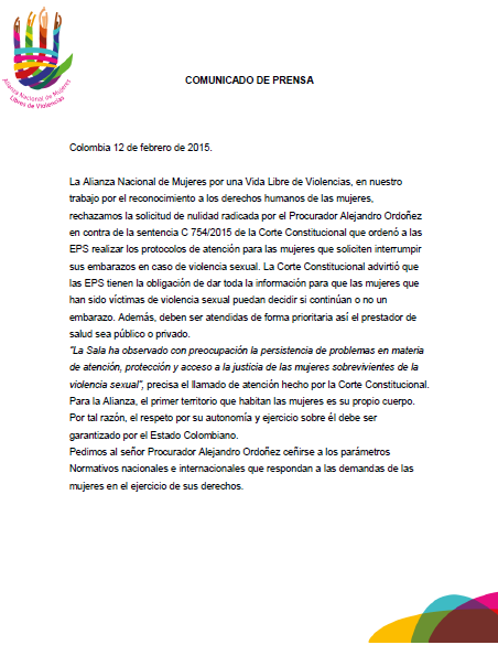 ANMujeres's tweet photo. Rechazamos la solicitud de nulidad radicada por el Procurador Alejandro Ordoñez https://t.co/uADqRXBeFX