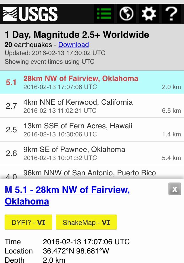 LilyWuKansas's tweet photo. That's the #kansasquake you felt in Kansas but centered northwest of OKC #usgs https://t.co/saj7pfN65I