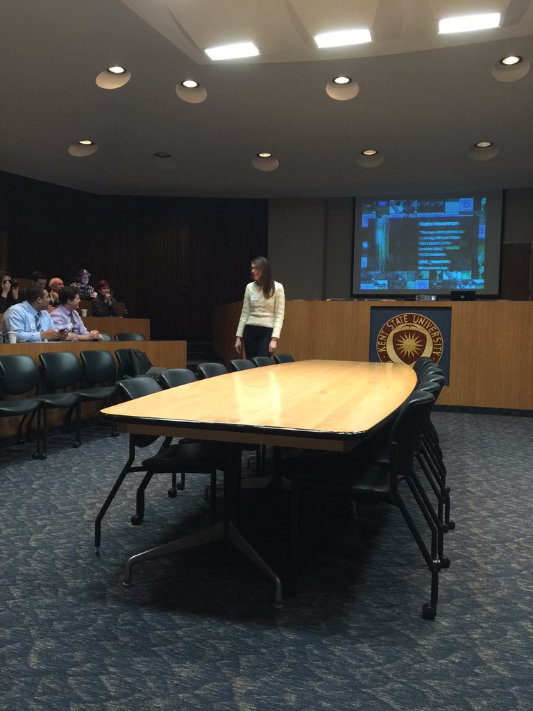 Listening to <a href="/KathleenClyde/">Kathleen Clyde</a> speak at KSU. #CDOAwakens #OHDems