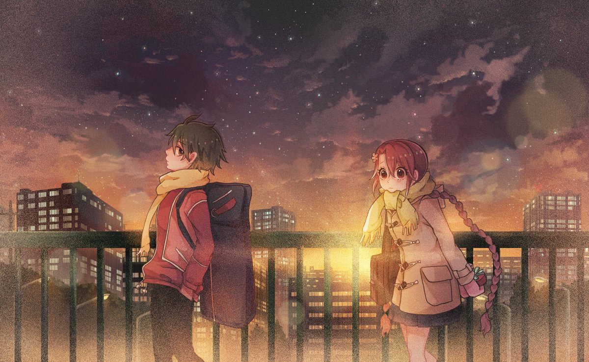 1 Twitter ನಲ ಲ リョ桜 今日はバレンタインデー O 桜乃ちゃん 頑張ってね 笑 Dear My Friendを聞きながら このイラストを描いた 背景が難しいが 星空と夕焼けの景色が大好きだ 一所懸命描いた ﾉ T Co Lf6rawdlfi