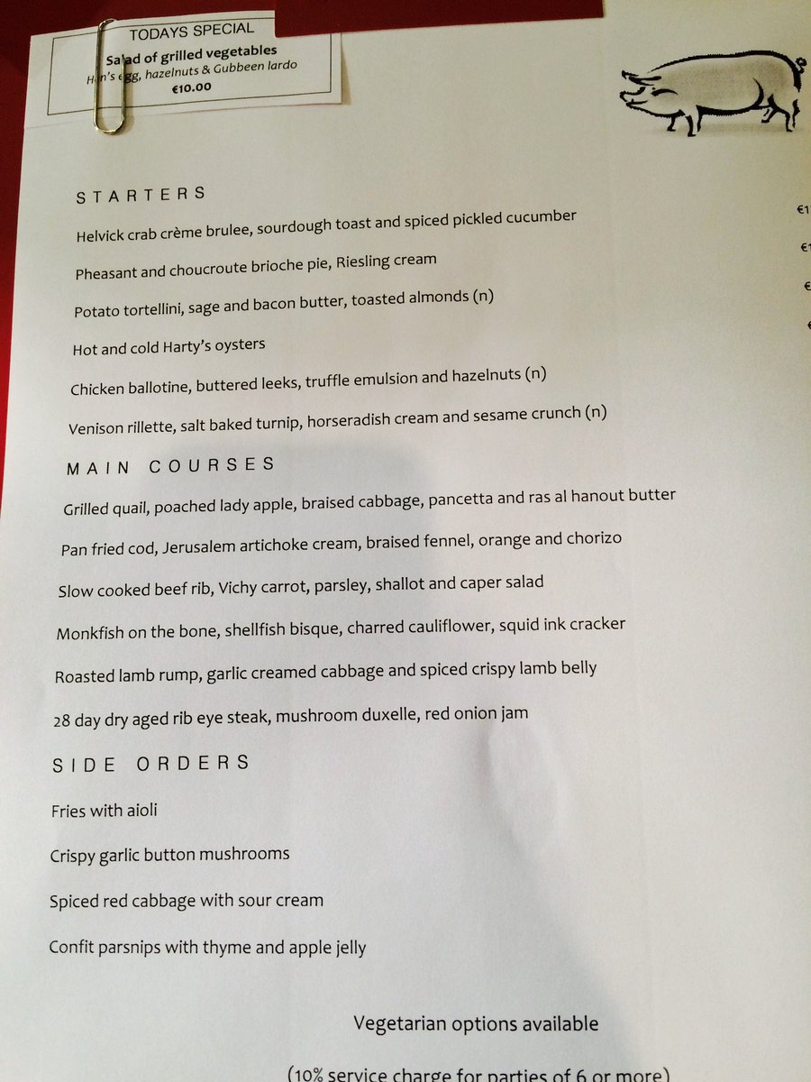 paulflynnchef's tweet photo. The menu https://t.co/4boBmso0pY