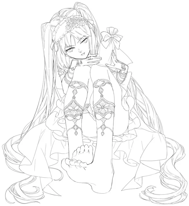 (◔౪◔)FGOエウリュアレさん線画じゃん。 時間かけすぎだし本当はここまで綺麗にする気なかったのに楽しくてつい!! 