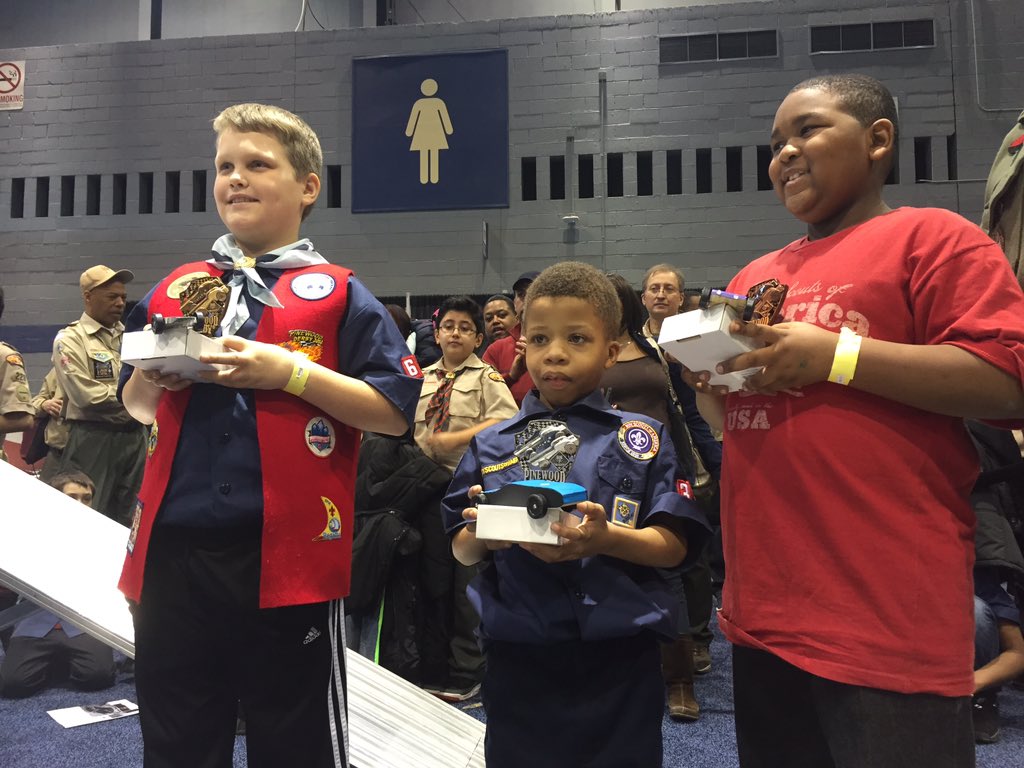 ScoutChannel's tweet image. First, second, and third winners of the path way to adventure council pinewood derby race here at the auto show!!!