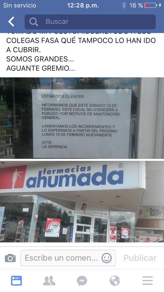 QFarmaceuticos's tweet photo. Local #Ahumada cerrado por falta de personal #Temuco #sinqfnohayfarmacia #AChQFs @TVN @ispch @MolinaGissela https://t.co/LH0N1I8LWD