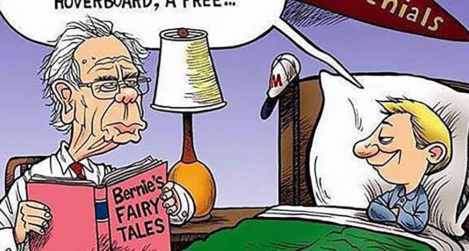 AllenWest's tweet photo. Cartoon NAILS the REAL reason Bernie is so popular with millennials...https://t.co/hYRI7uPHk9 https://t.co/spPNfO955v