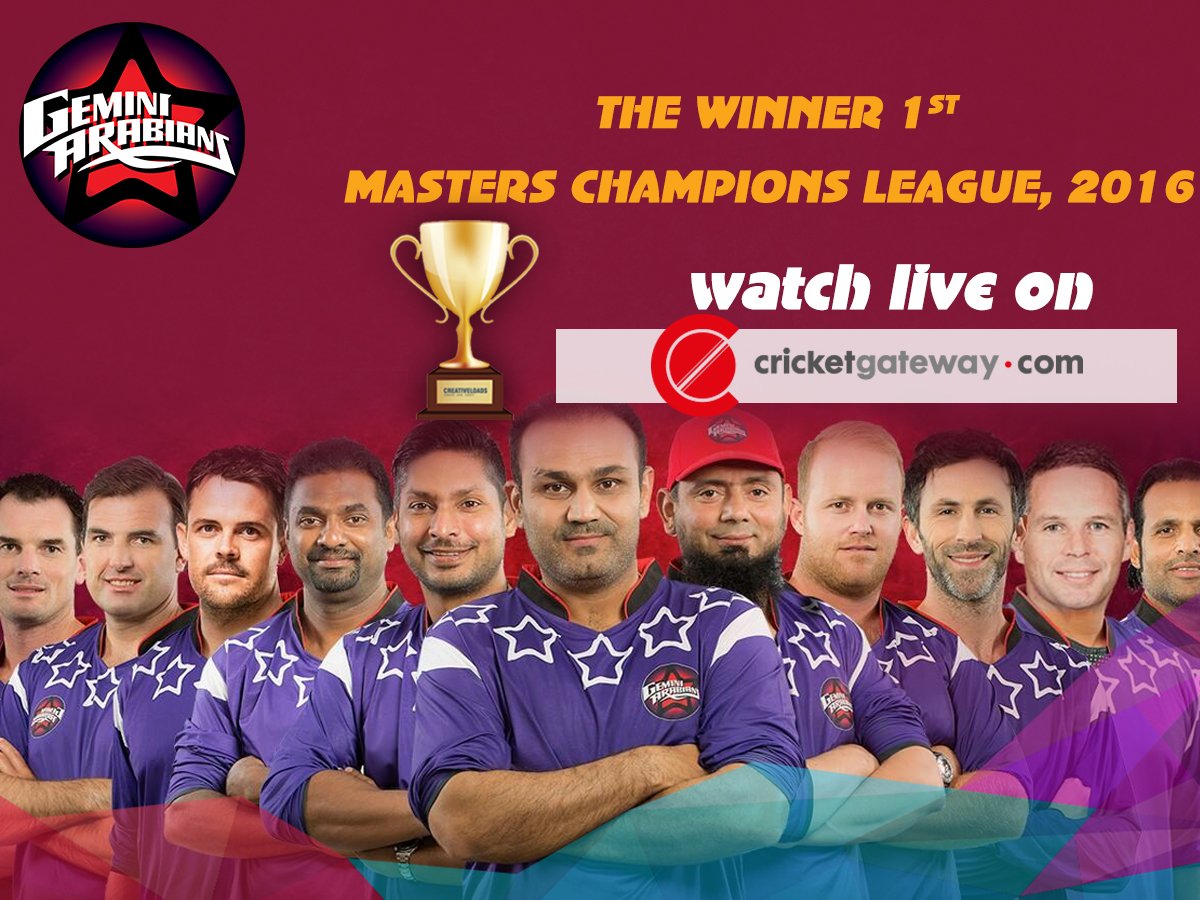 cricketgateway's tweet photo. Congratulation Gemini Arabians For The Win #MCL2020. #live on https://t.co/QUsIvUXT2e #MCL #MastersAreBack #Cricket https://t.co/YzCnejPNX1