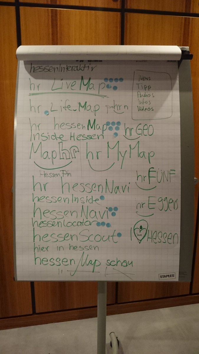 PaulEschenhagen's tweet photo. Der Titel für unser Projekt steht. (Nach 1 Stunde Diskussion wieder der ursprüngliche Arbeitstitel...) #hrhack16 https://t.co/gabIdwG11r