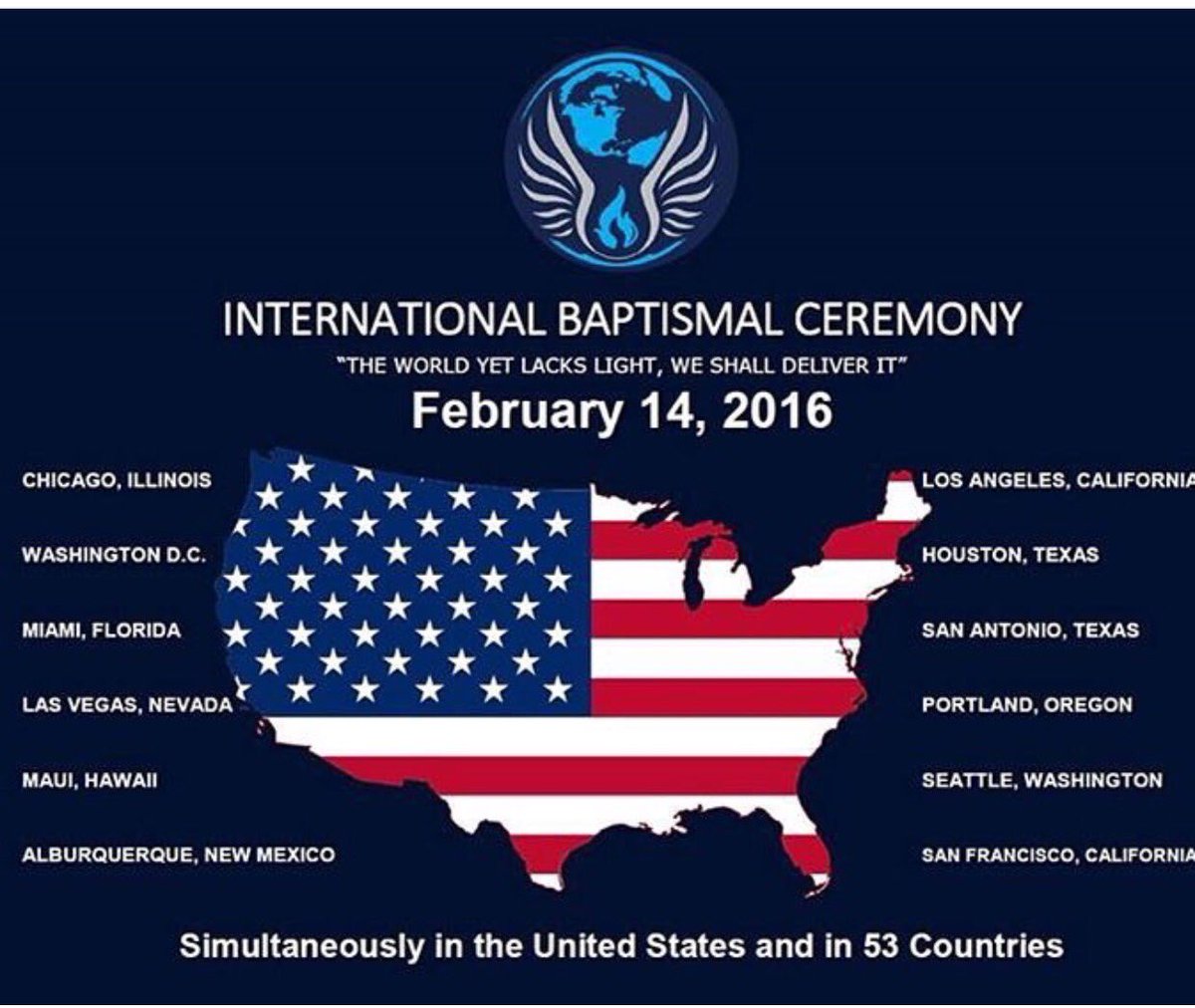 AbiailMaya's tweet photo. International Baptismal Ceremony. 53 contries united in one. #LdmBautismos #SoyLuzdelMundo the US united with them. https://t.co/fHfMkqRsEF