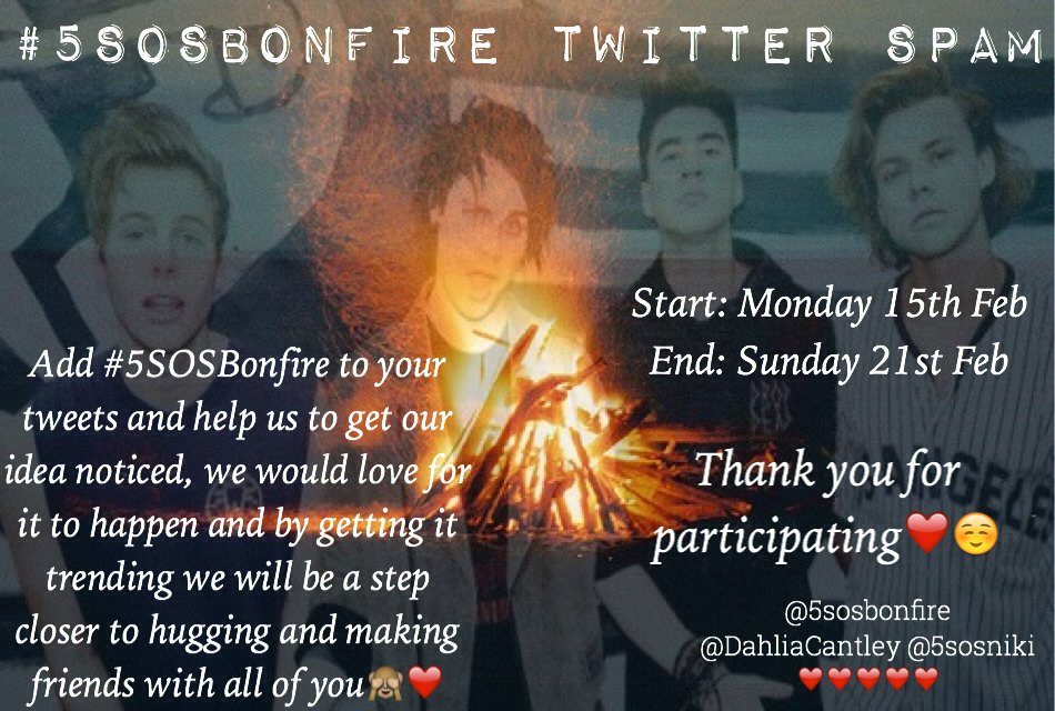5SOSBonfire's tweet photo. Please help us with our idea🙈 we would love to see all you beautiful people there☺️❤️ #5SOSBonfire https://t.co/FX55BokKZf