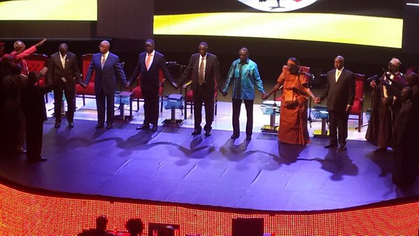 Justice Ogoola:Who will not remember the powerful picture of all candidates holding hands. #UGDebate16