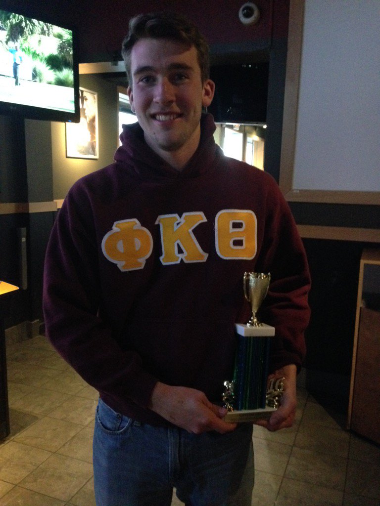ouphikappatheta's tweet photo. Our President @ben_riccio holding our trophy from the #POLARBEARPLUNGE for raising over $6k for the Special Olympics https://t.co/TZvAryohPS