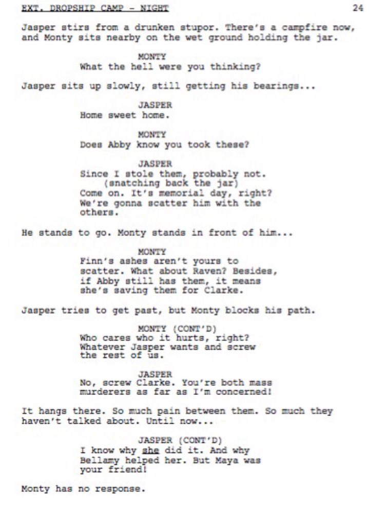 carmilla_movie's tweet photo. Script from #The100 Ep. 3x04๐ #The100Season3 #Clexa #Bellarke #Lexa #TeamLexa #The100bts #The100Week #Clarke #Aden https://t.co/Wl6NDge299