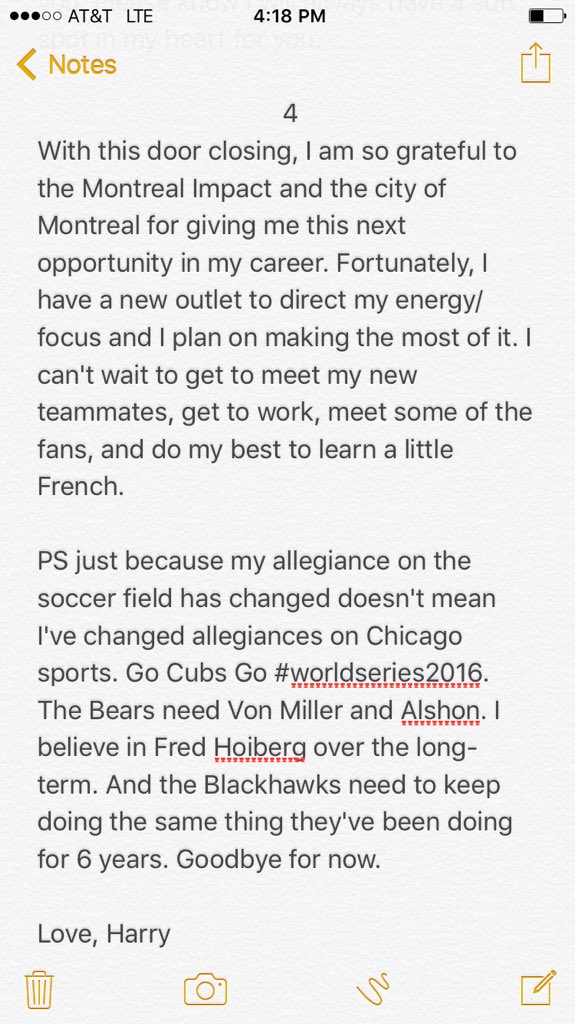 championShipp11's tweet photo. Dear, Chicago. Took some time to compose myself and write down my thoughts in the attached notes! https://t.co/kH0gG67Bhm