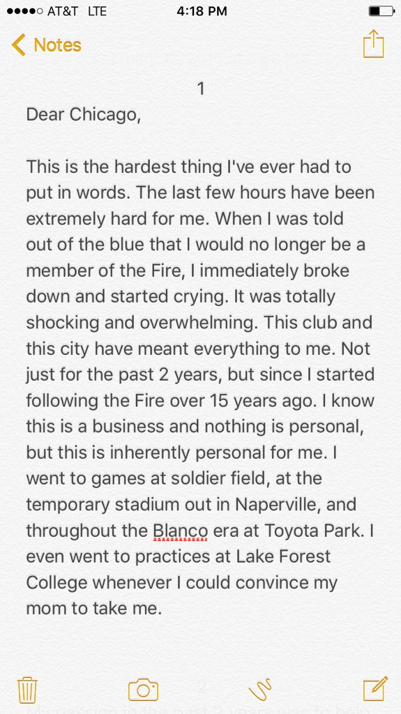 championShipp11's tweet photo. Dear, Chicago. Took some time to compose myself and write down my thoughts in the attached notes! https://t.co/kH0gG67Bhm