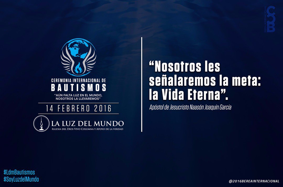 BereaInter's tweet photo. #LdmBautismos #SoyLuzdelMundo 
Nosotros les señalaremos la meta: la Vida Eterna https://t.co/ffxYmrw9Vi