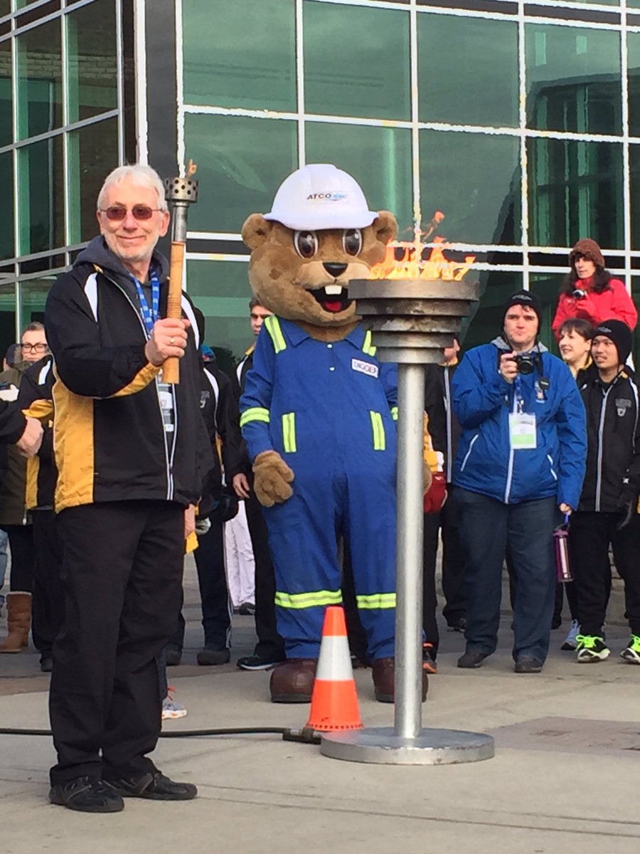 e2jarv's tweet photo. Our Chair Ron Webb &amp; Digger, lighting the torch at the #2016AWG Atco Torch Relay https://t.co/cbspX4g4rZ
