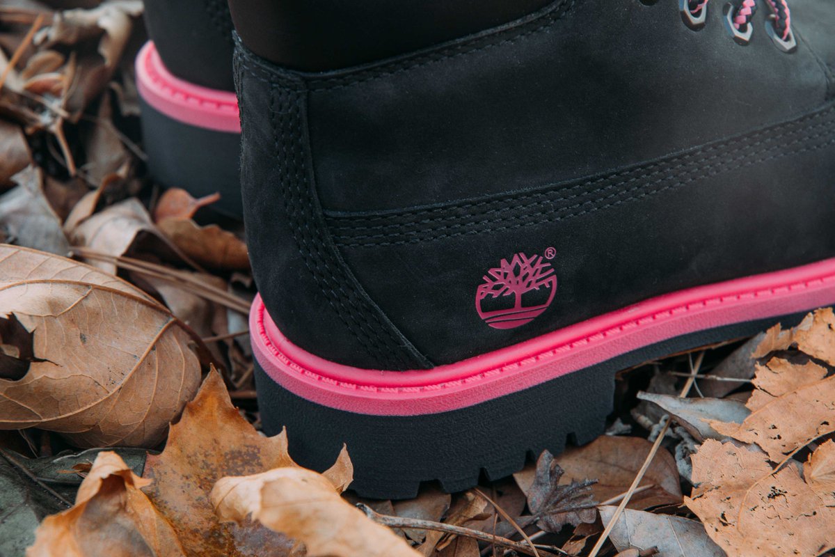 black and pink timberlands