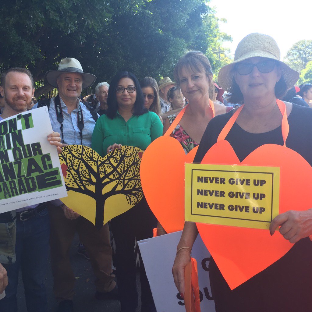 Greens at Alison and Darley Roads save the trees rally 2016.