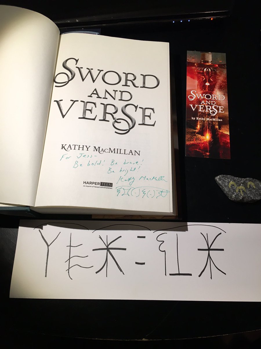 DreamingJess7's tweet photo. I got to meet @kathys_quill today! Signed my book and taught me how to write my name in Arnathian It was so exciting https://t.co/mnVedj7Edj