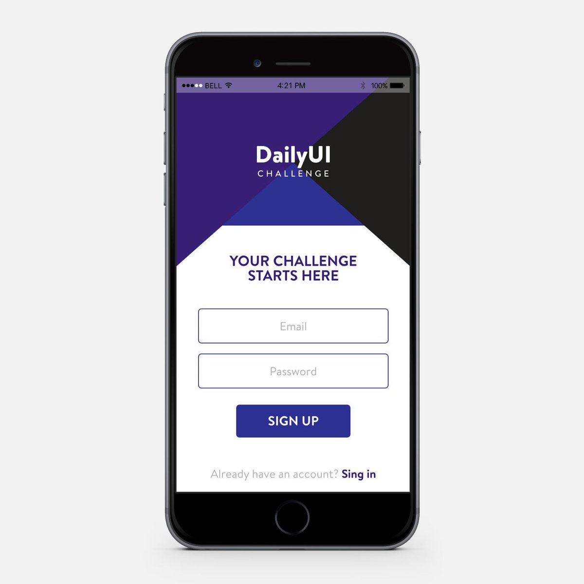 SimoPerinDesign's tweet photo. My first challenge for #dailyui is a Sign Up app screen #001 #UI #design https://t.co/SG9yftheeF