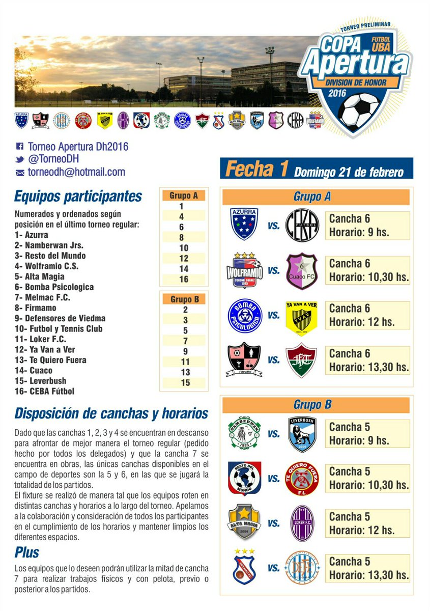 El domingo 21 jugamos con <a href="/CuacoFC/">CUACO</a> la primera fecha del Torneo Preparación "Copa Apertura" #DivisiónDeHonor